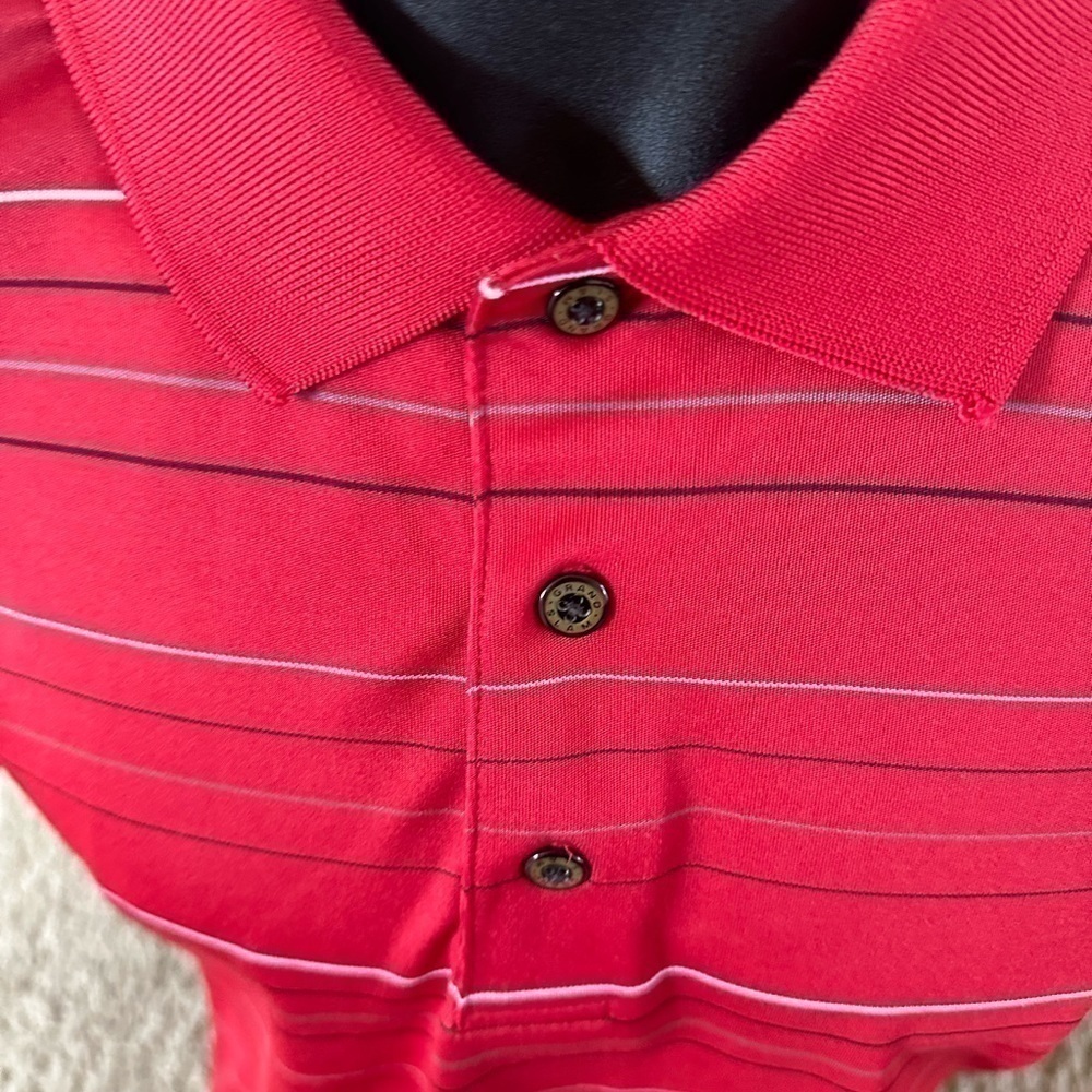 Men’s as is pre own red stripe size L large Grand Slam gold polo shirt - Picture 2 of 4